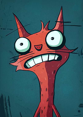 Cartoon Red Cat with Googly Eyes