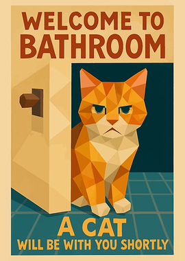Welcome to Bathroom Cat Poster