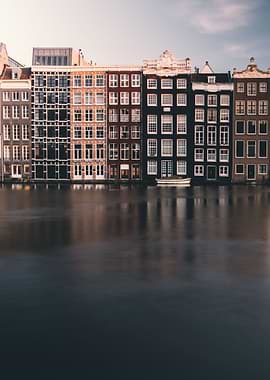 Amsterdam Canal Houses at Dusk