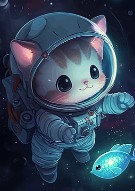 Astronaut Cat Fish Space