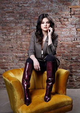 Selena Gomez in Burgundy Boots