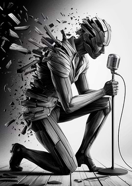 Monochrome Singer with Shattering Effect