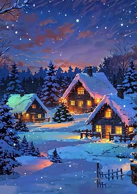 Winter Village Night