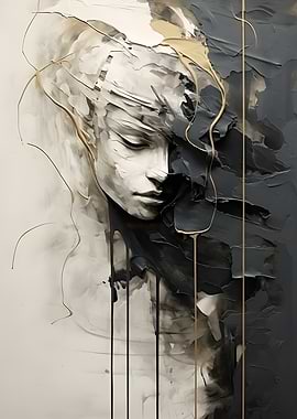 Abstract Portrait in Gray and Gold