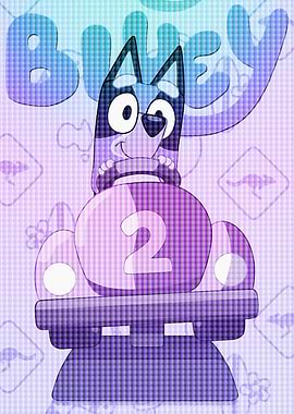 Bluey in Car with Number 2