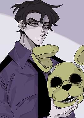 Man holding Springtrap mask illustration