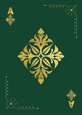Ace of Diamonds Gold Ornament Green