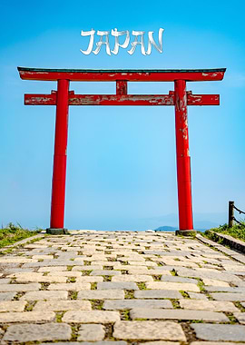 Japanese Torii Gate with Stone Path