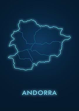 Andorra Map Neon Outline
