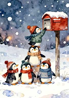 Penguins Mailing Letters Winter