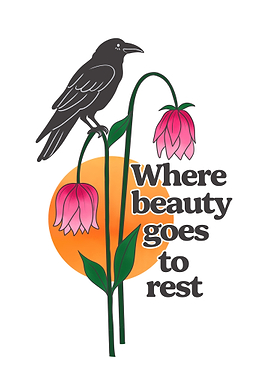 Raven, Flowers, and Text Art