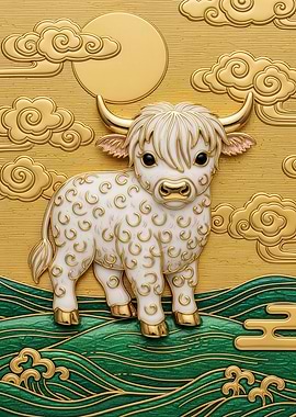 Golden Ox Lunar New Year Art