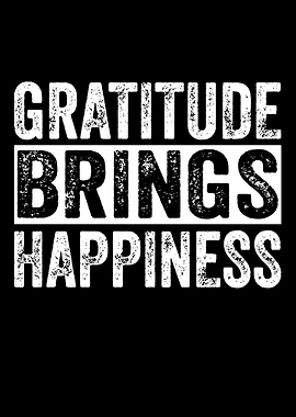 Gratitude Brings Happiness Text Art