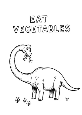 Eat Vegetables Dinosaur Line Art