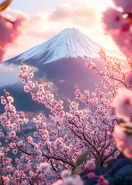 Japanese Sakura Mount Fuji Landscape