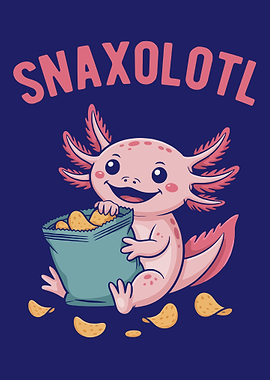 Snaxolotl Cartoon Axolotl with Chips