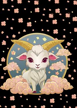 Cute Goat Zodiac Sign Illustration