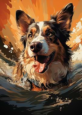 Dog Swimming in Water