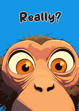 Cartoon Monkey Close-Up with 'Really?'