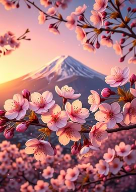 Cherry Blossom Fuji Sunset