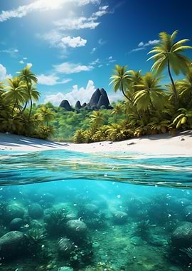 Tropical Beach Underwater View