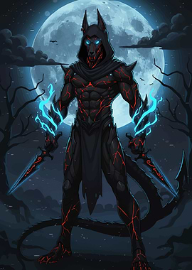 Anubis Warrior Swords Moon
