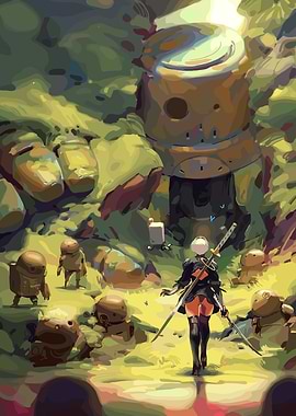 Nier Automata: 2B in Forest