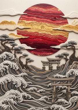 Japanese Landscape Torii Gates