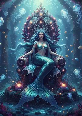 Mermaid Queen on Throne