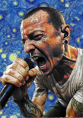 Chester Bennington Starry Night Style Portrait
