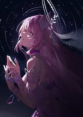 Girl with Celestial Background