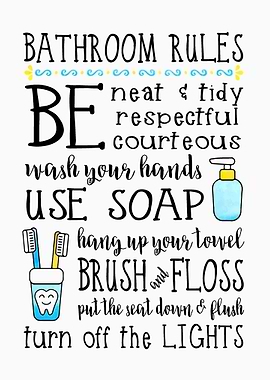 BATHROOM RULES Kids Bathroom Sign