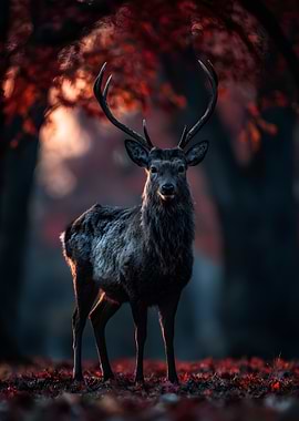 Majestic Deer in Autumn Forest