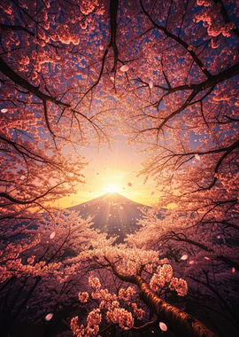 Cherry Blossom Fuji Sunset