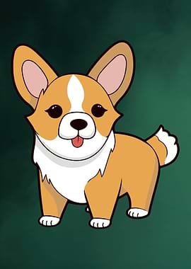 Cartoon Corgi Dog Illustration