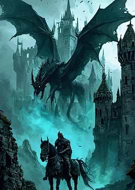 Dragon Knight Castle Fantasy Scene