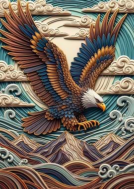 Eagle Soaring Above Mountains