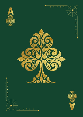 Ace of Spades Gold Ornament Green