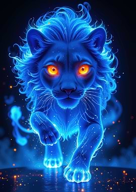 Electric Lion Glowing Eyes