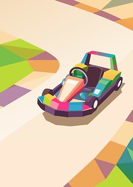 Colorful Go-Kart on Track