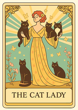 The Cat Lady Tarot Card Illustration