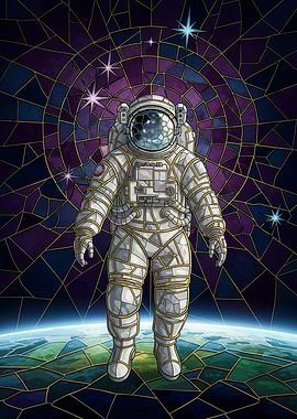 Astronaut Stained Glass Space Art
