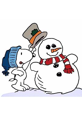 Snoopy and Snowman Cartoon Illustration