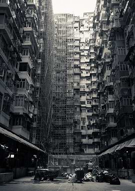 Hong Kong Urban Housing in Black and White