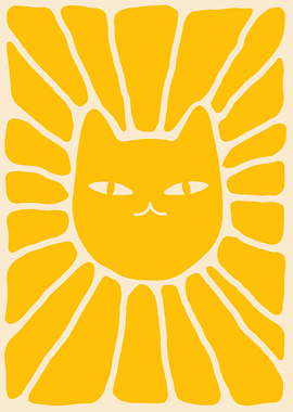 Yellow Cat Sun Graphic Art