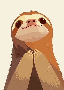 Cartoon Sloth Looking Upward