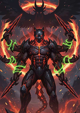 Fiery Demon Warrior Swords