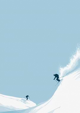 Minimalist Skiing Illustration