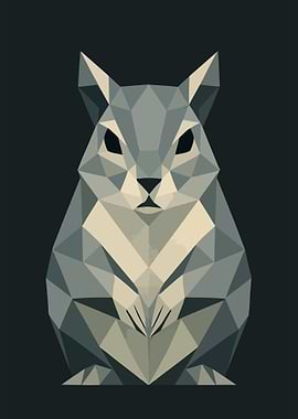 Geometric Gray Squirrel Low Poly