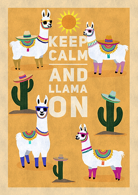 Keep Calm and Llama On – Fun Desert Llama Wall Art